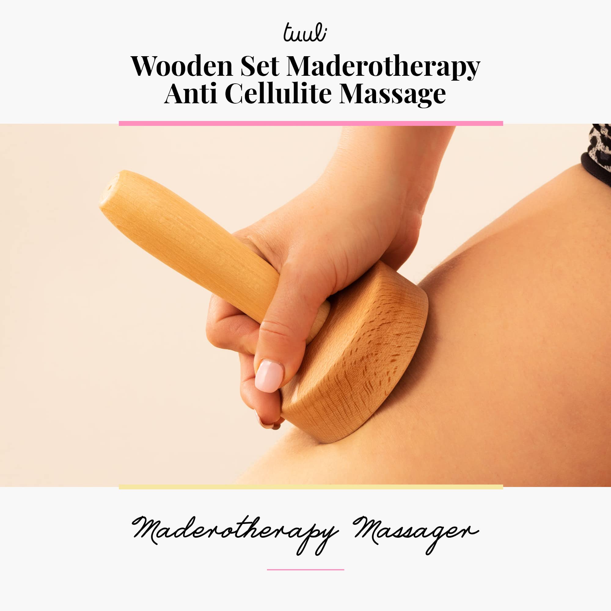 Tuuli Maderotherapy Wooden Massage Set - Swedish Cup & Roller for Cellulite Treatment, Lymphatic Drainage & Relaxation | Perfect for Spa, Home Therapy & Self-Care Routine