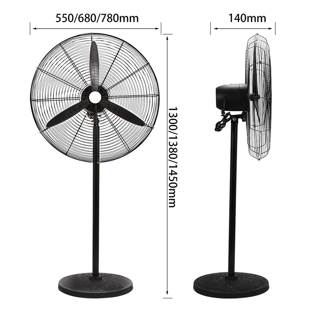 Powerful and Quiet 3-Speed Standing Oscillating Pedestal Fan with Copper Motor for Home, Office, Bedroom & Living Room Cooling - Black