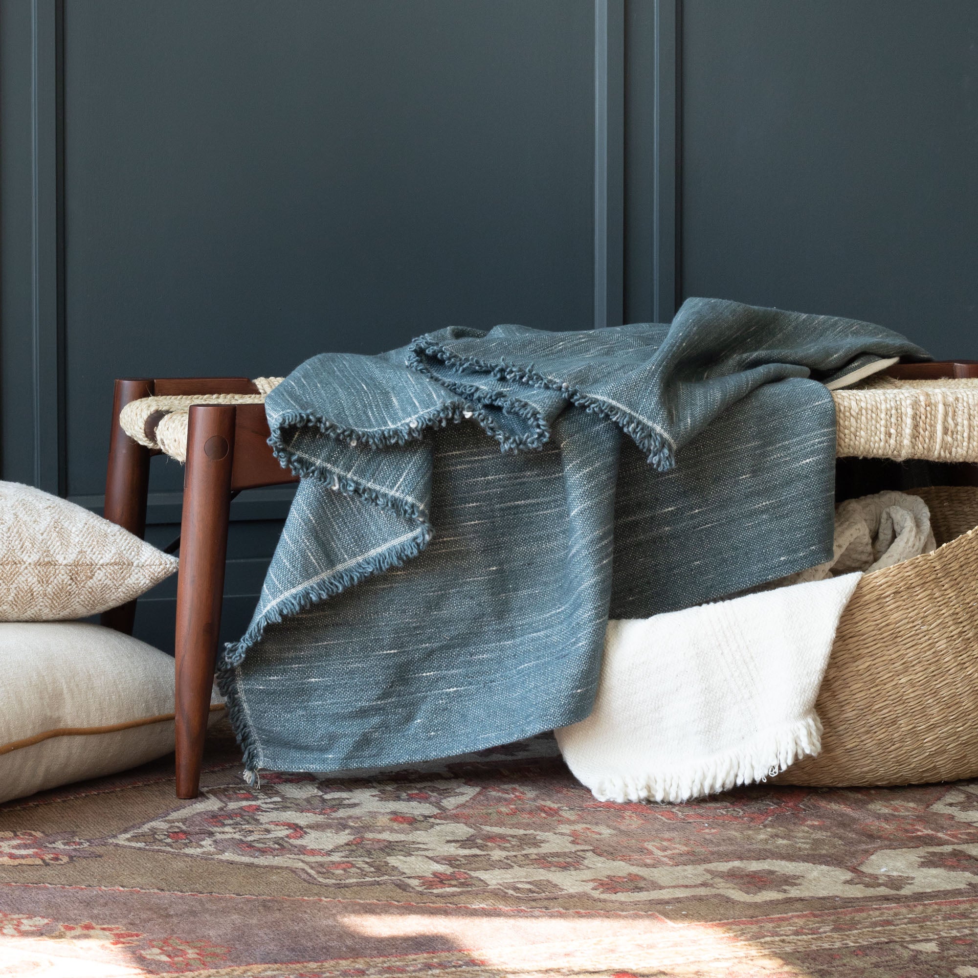 Soft & Cozy Rafael Throw Blanket in Stone Blue - Perfect for Sofa, Bed & Home Decor - Machine Washable Luxury Blanket for Living Room, Bedroom & Gifts