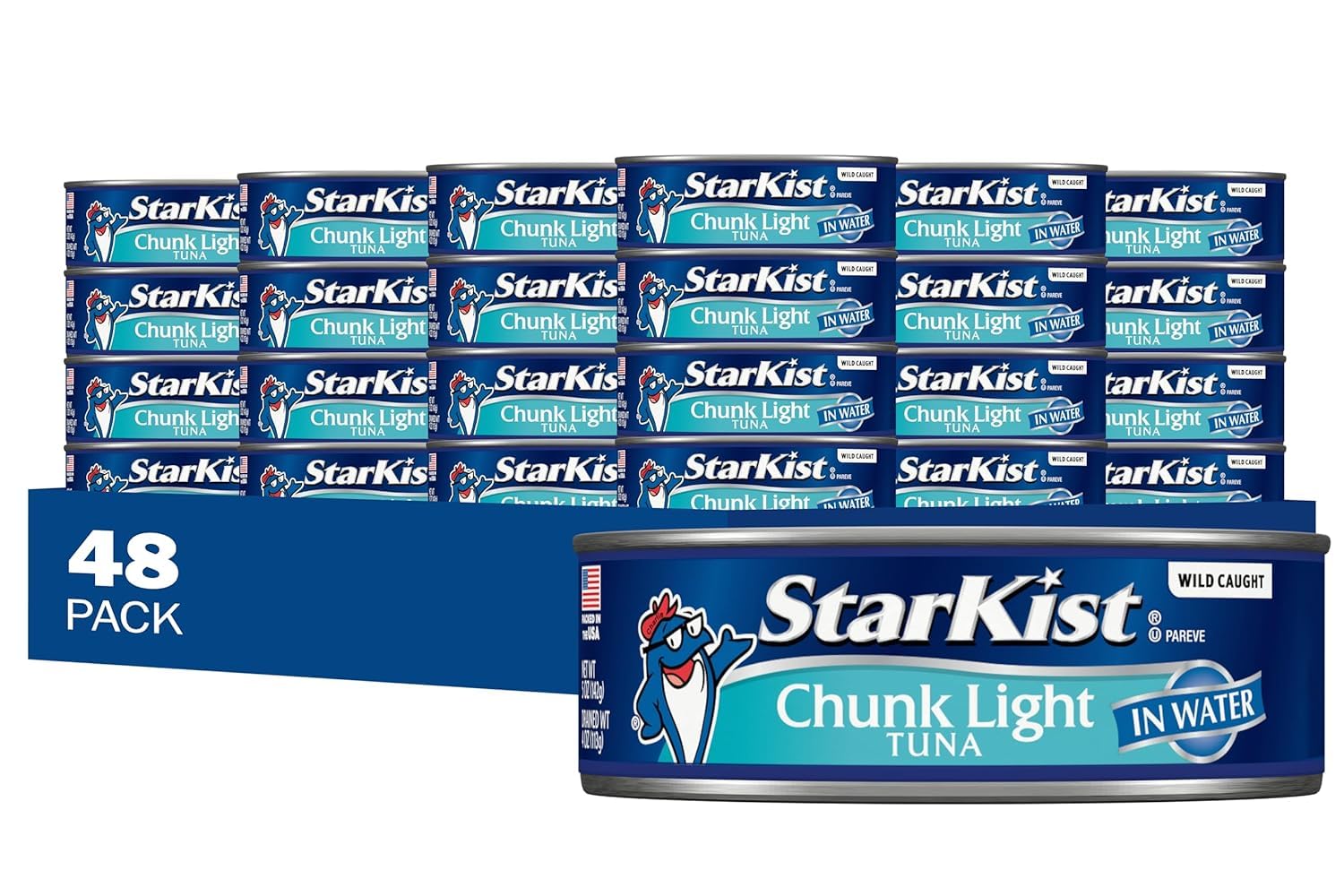 StarKist Chunk Light Tuna in Water, 5 oz (48 Pack) - Wild Caught Canned Tuna Fish, Gluten Free, Ready to Eat - High Protein (20g) & Low Calorie (90) - Perfect for Salads, Keto Meals, Snacks & Emergency Food Storage