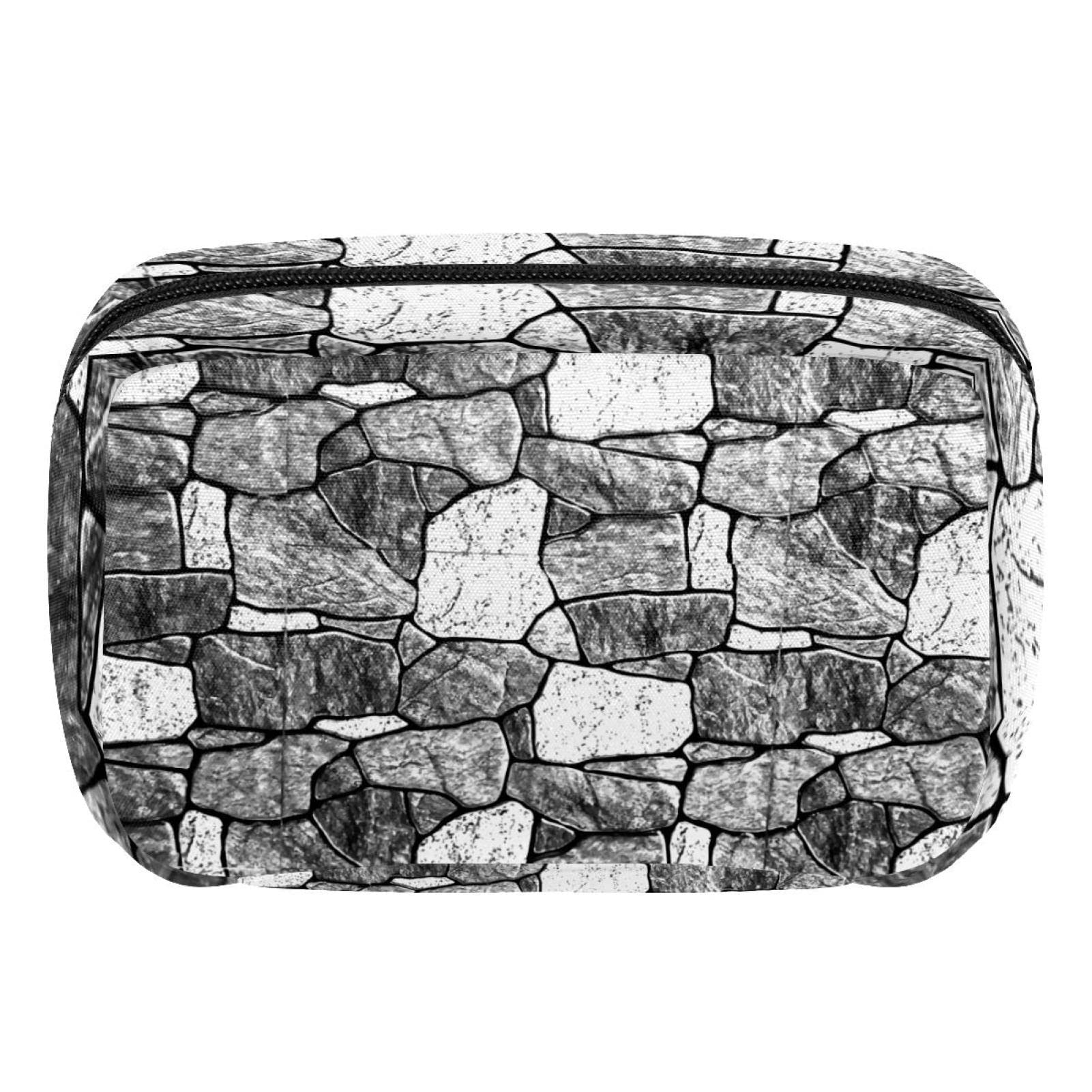 Stylish Small Cosmetic Bags for Women - Waterproof Makeup Travel Organizer with Zipper Closure - Perfect for Toiletries, Travel Essentials & Daily Purse Organization (Brick Wall Texture Design)