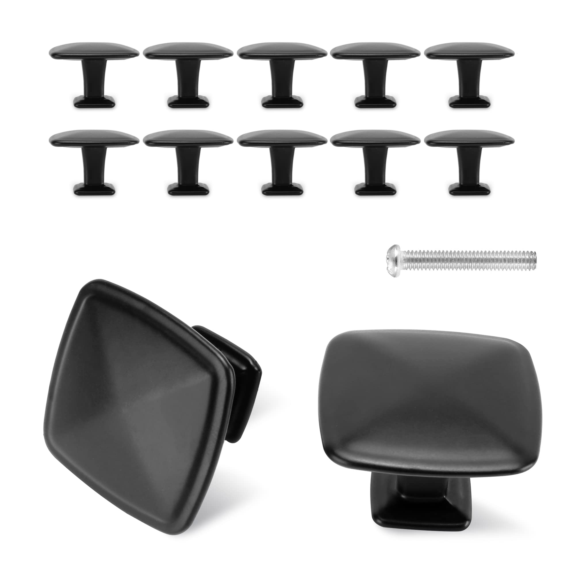 Vintage Black Cabinet Knobs 12 Pack - Square Drawer Pulls for Dresser, Kitchen, Bathroom, Closet & Wardrobe - Perfect for Home Renovation & Furniture Upgrade