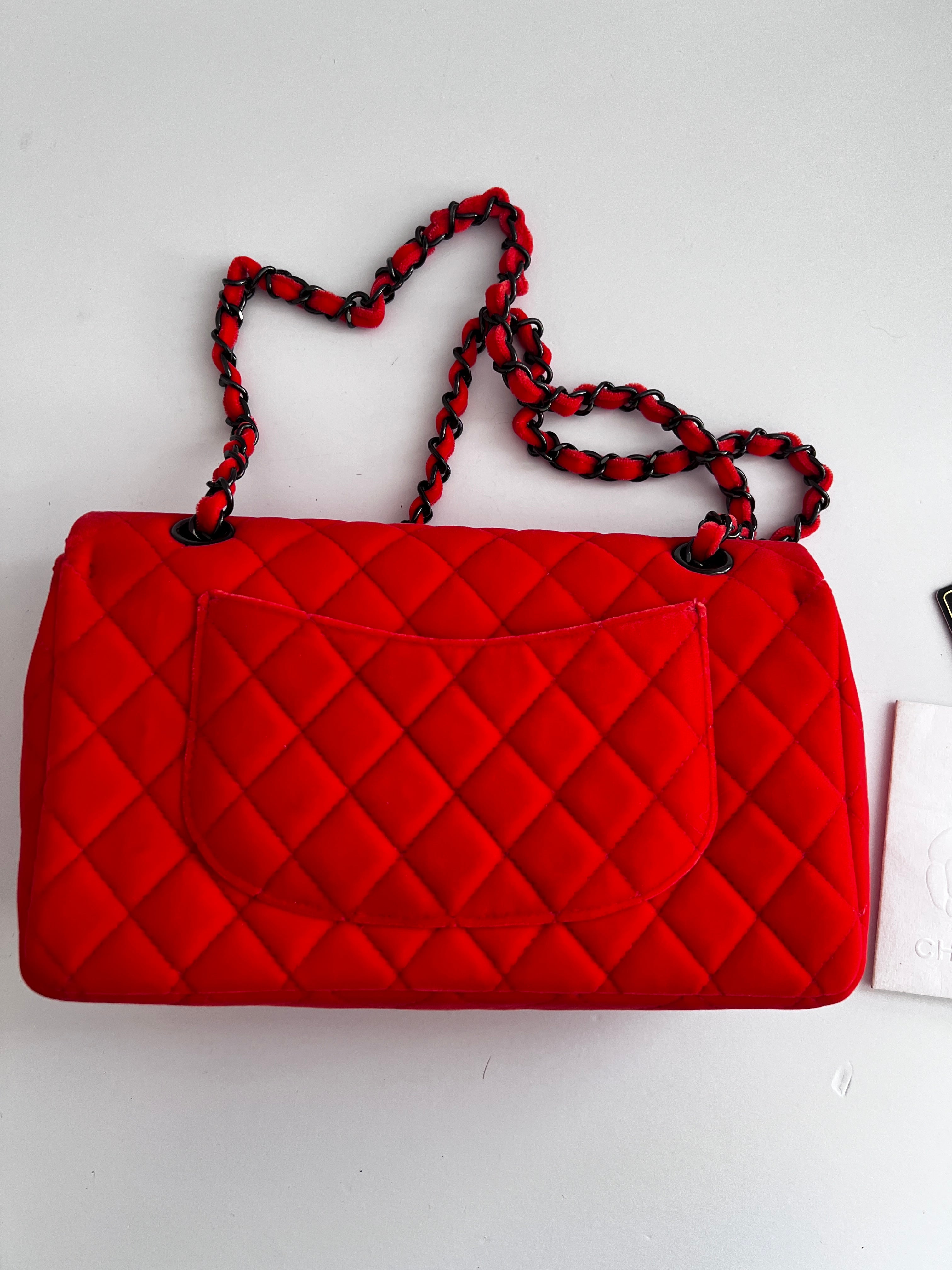 Chanel Orange Velvet Double Flap Bag - Medium Size Luxury Handbag for Women | Perfect for Evening Parties, Date Nights & Special Occasions
