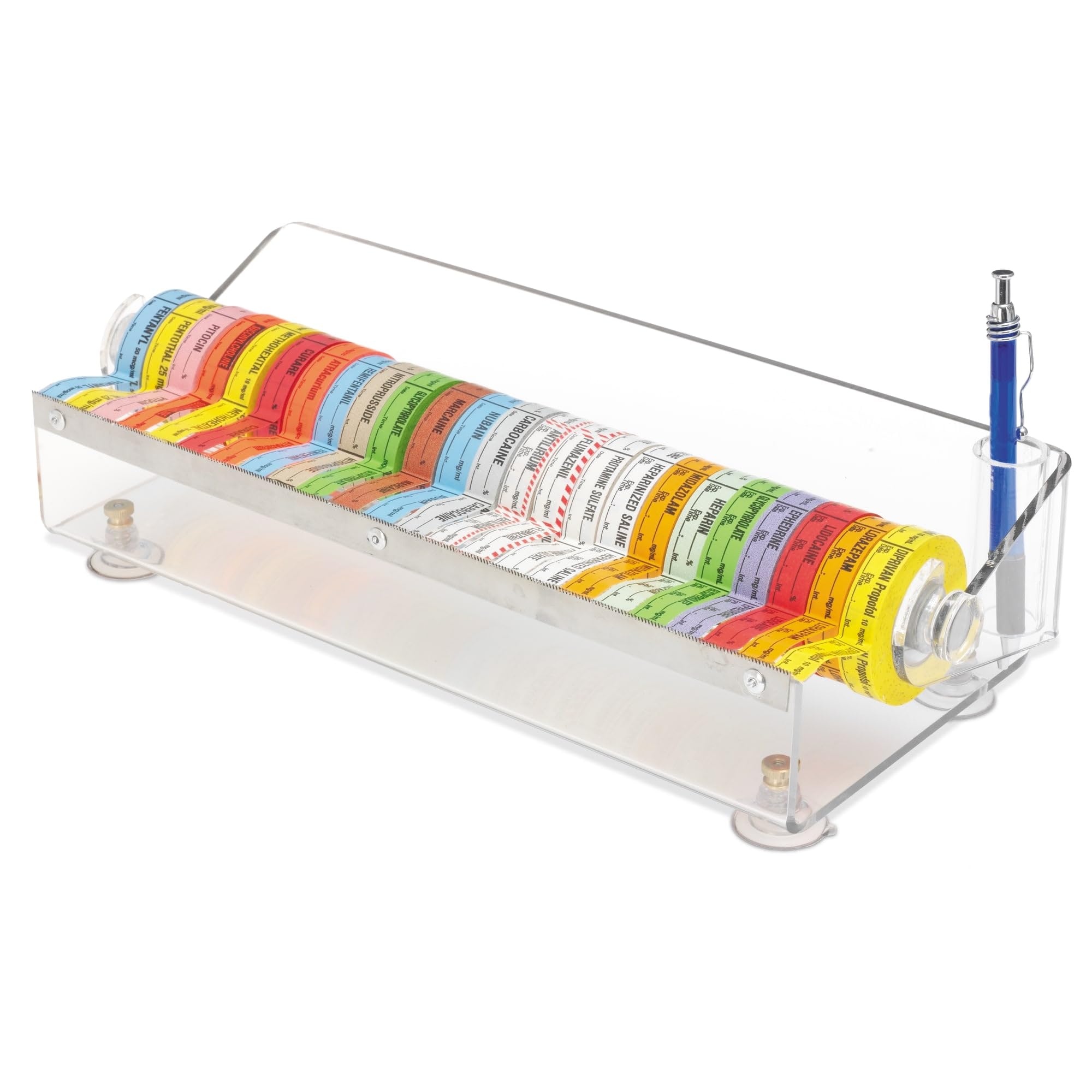 Acrylic Medication Label Tape Dispenser - Holds 24 Rolls (14