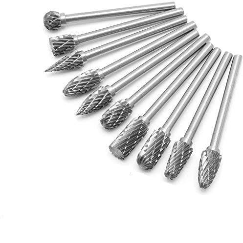 10pcs Tungsten Carbide Rotary Burr Set for Dremel Tools - High-Speed Steel Twist Drill Bits for Wood Carving, Engraving & Metal Drilling - Perfect for DIY Crafts, Jewelry Making & Home Improvement Projects