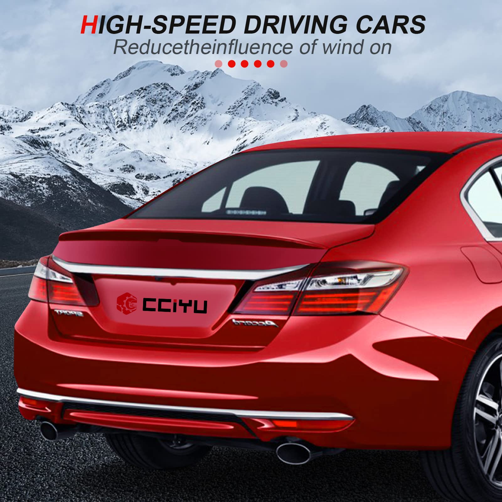 CCiyu Black ABS Rear Spoiler Wing for 2013-2016 Honda Accord - Stylish Trunk Spoiler Accessory - Enhances Aerodynamics & Sporty Look for Street Racing & Car Shows