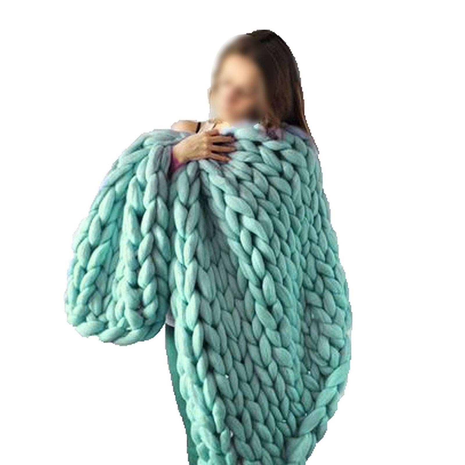 Chunky Knit Throw Blanket - Soft Merino Wool, Contemporary Decorative Home Decor for Couch, Bed, Chair & Sofa - Cozy Gift Idea, 51