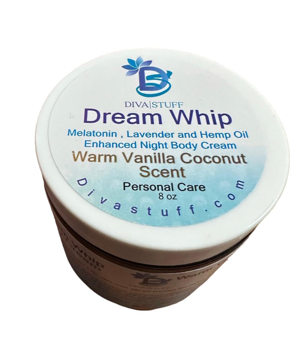 Diva Stuff Dream Whip Warm Vanilla Coconut Scented Body Cream with Magnesium - 8 oz Moisturizing Lotion for Dry Skin | Perfect for Massage, Nighttime Hydration & Self-Care Rituals