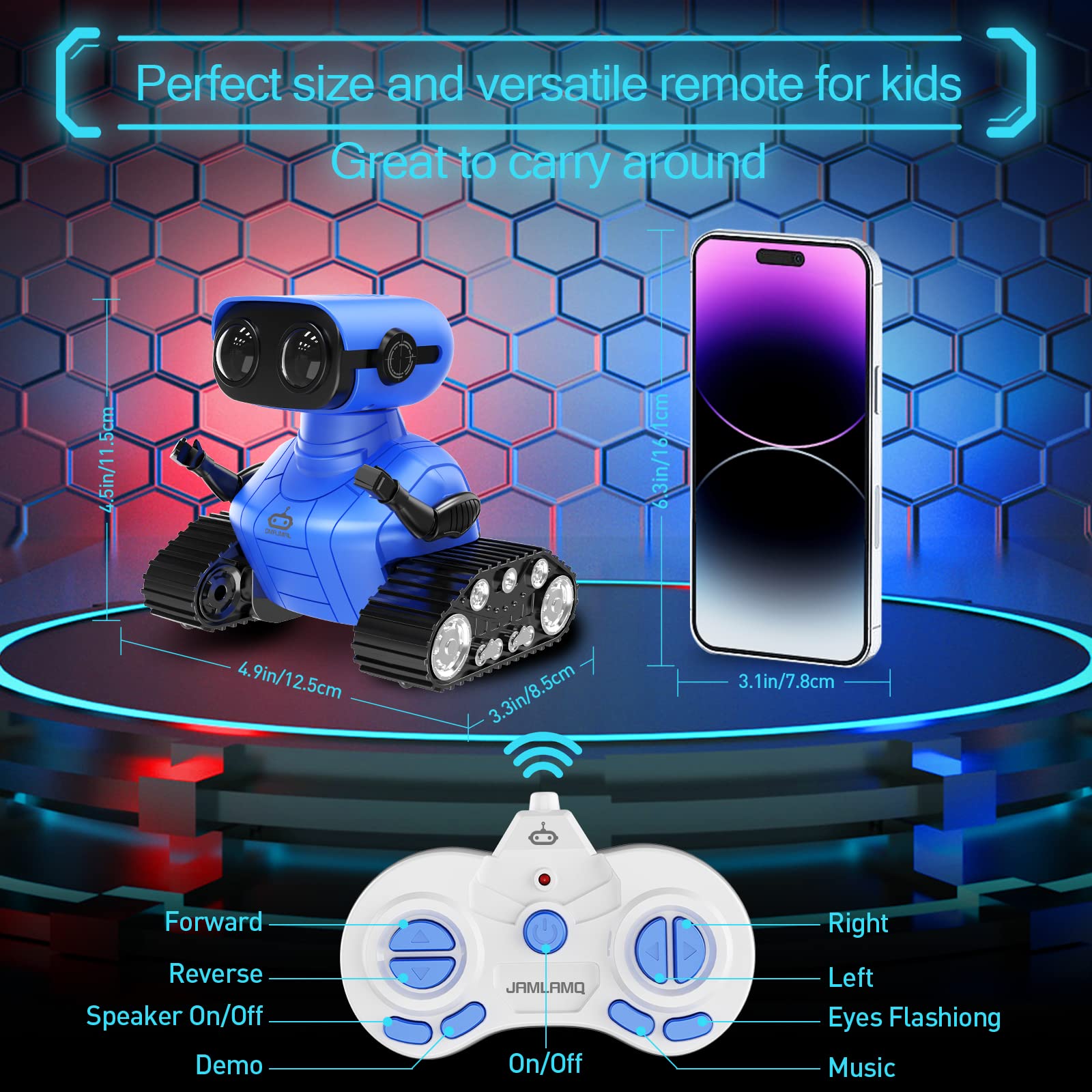 Rechargeable Remote Control Robot Toy for Kids Ages 3+ | Interactive Dancing Robot with LED Eyes, Music & Auto-Demo Mode | STEM Learning Gift for Boys & Girls (Blue) - Perfect for Birthday Presents, Playtime & Early Childhood Education