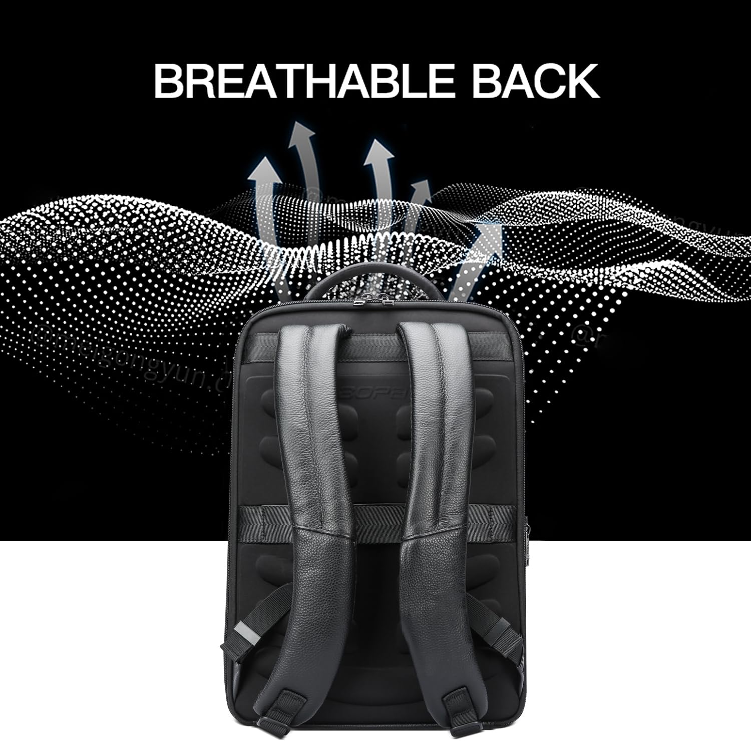 BOPai Genuine Leather Men's Backpack - 15.6 Inch Laptop Business Backpack with USB Charging Port, Anti-Theft Design & Large Capacity - Premium Executive Travel Backpack for Work, Office & Commuting (Classic Black)