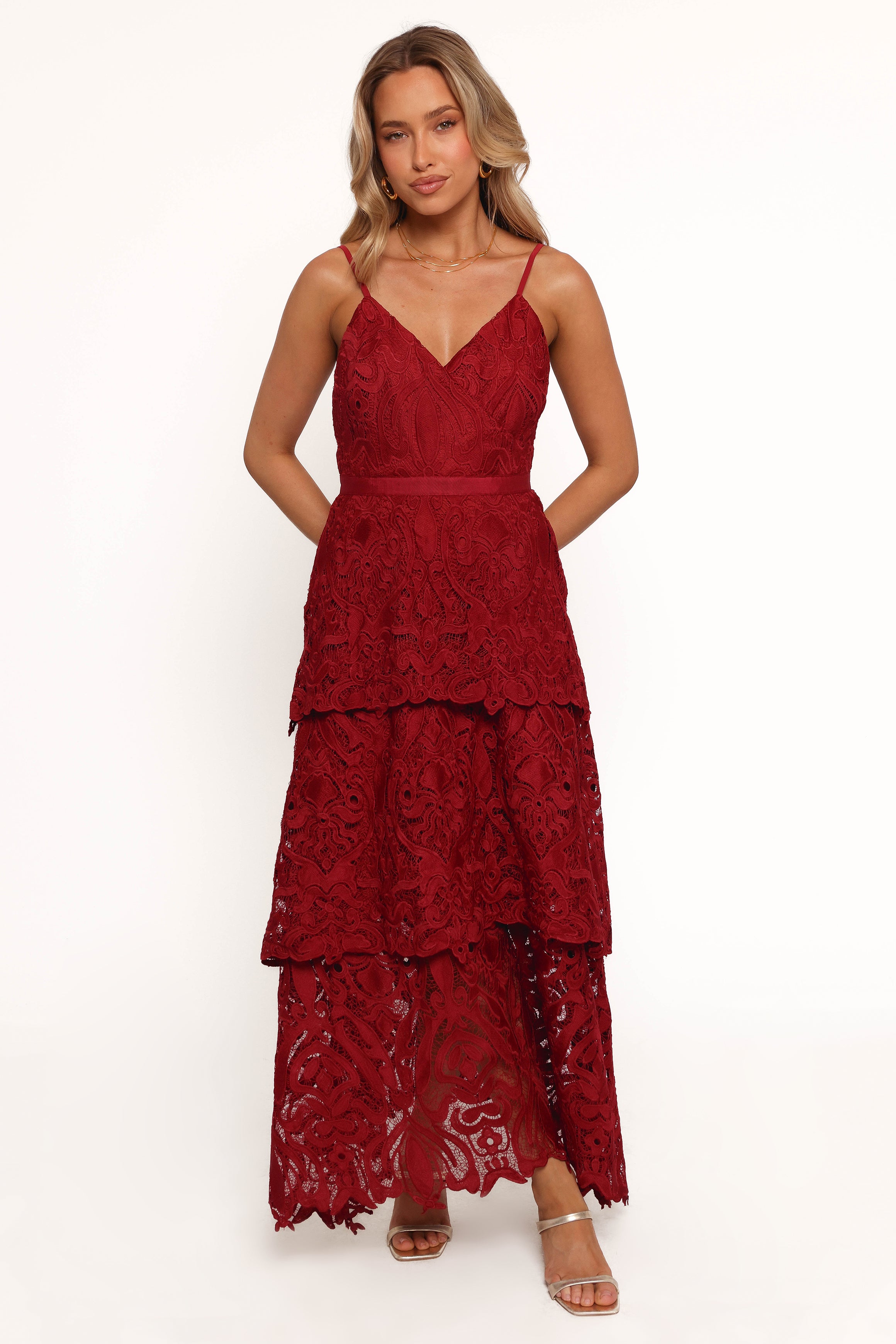 Elegant Red Elijah Maxi Dress for Women - Flowy Long Summer Dress with Side Slits | Perfect for Beach Vacations, Date Nights & Special Occasions