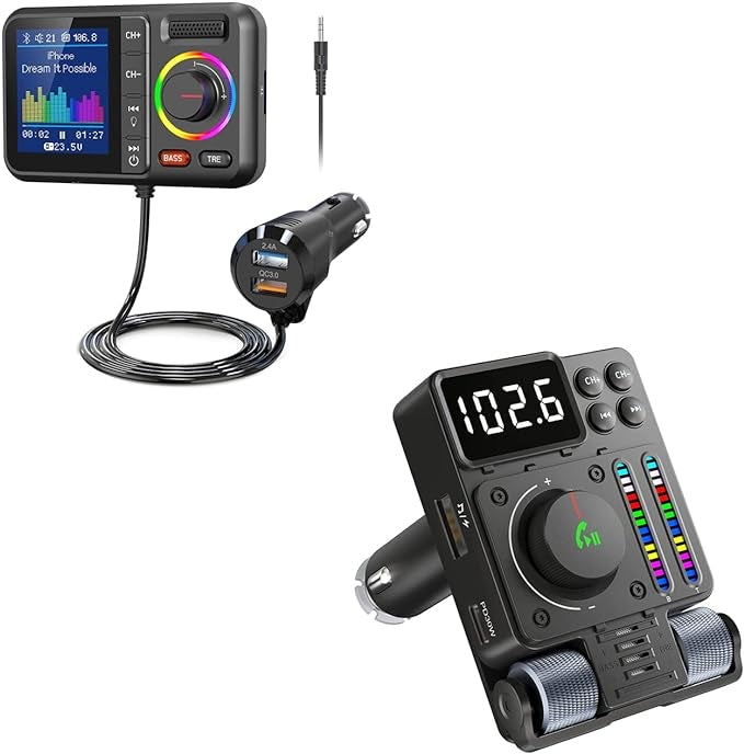 Green Lion Adventure FM Transmitter for Car - Wireless Bluetooth Car Kit with Hands-Free Calling & MP3 Player - Perfect for Road Trips & Music Streaming
