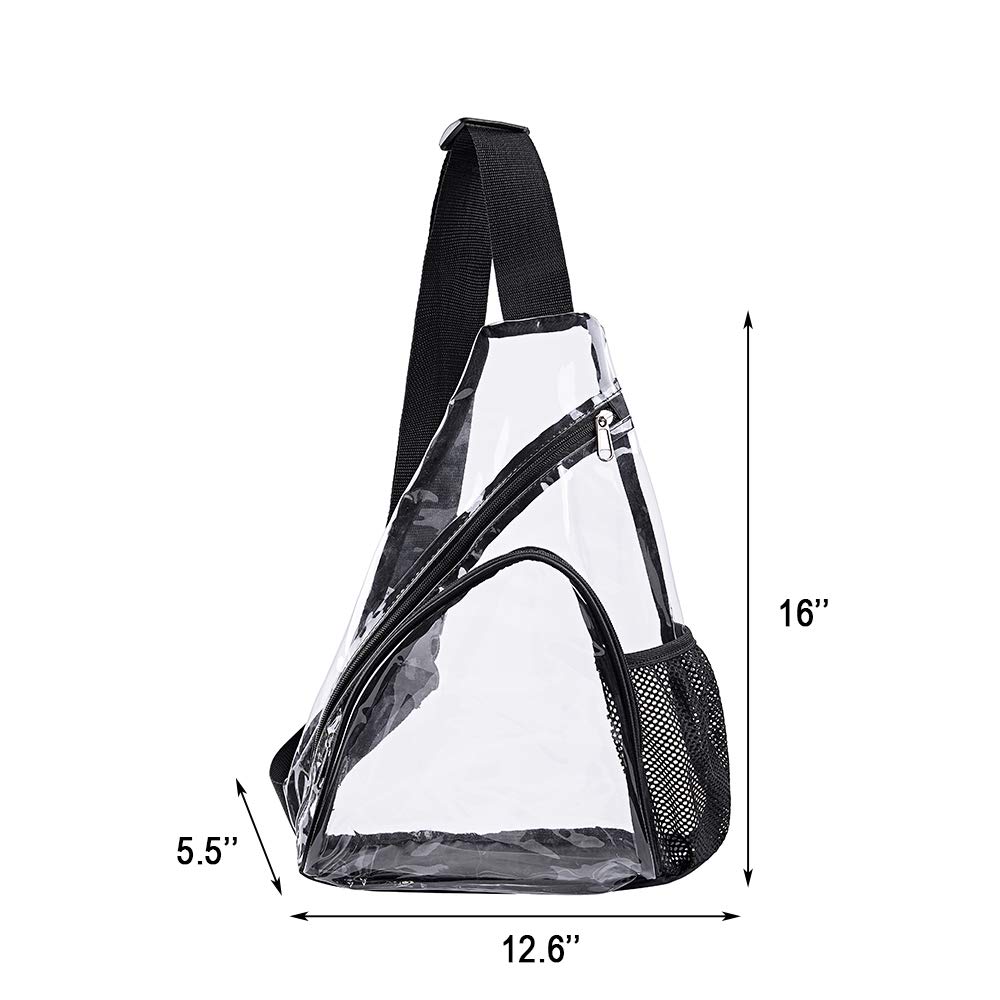 Clear PVC Sling Bag - Stadium Approved Transparent Crossbody Shoulder Backpack for Concerts, Sports Events & Travel | Lightweight & Waterproof