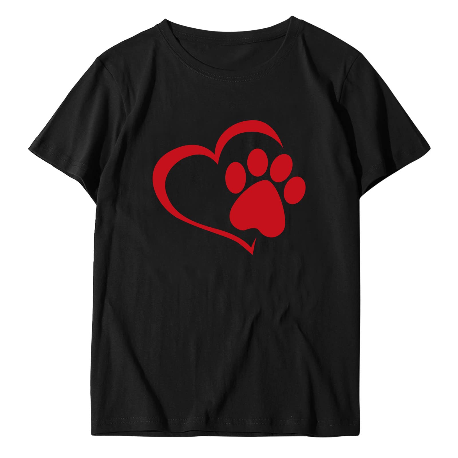 Women's Casual Short Sleeve T-Shirts - Loose Fit Heart Print Blouse, Valentine's Day Gift, Perfect for Date Nights & Everyday Wear