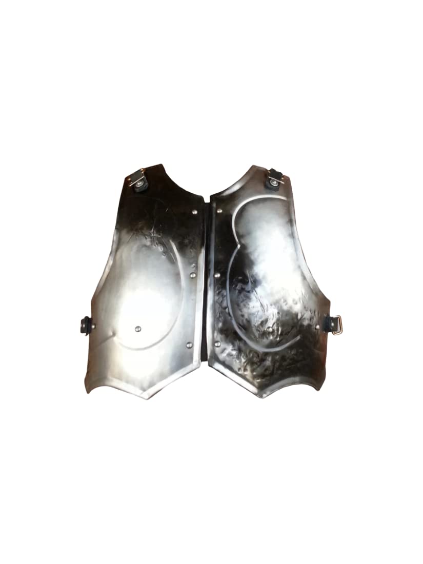 LARP Half Cuirass - Savage Warrior Steel Half Chest Armor with Breast & Back Plates | Medieval Cosplay, Fantasy Role-Playing, Halloween Costume | Perfect for Renaissance Faires, LARP Battles & Themed Parties
