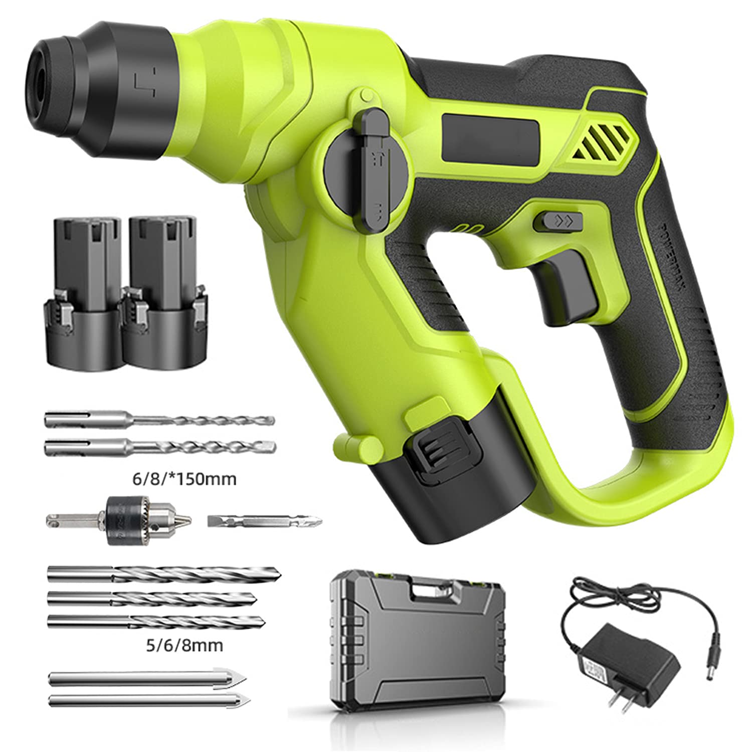 3-in-1 Cordless Drill & Hammer Driver Set with 2 Lithium Batteries - Electric Screwdriver, Power Drill & Hammer Tool for DIY Projects, Home Repairs & Construction Work