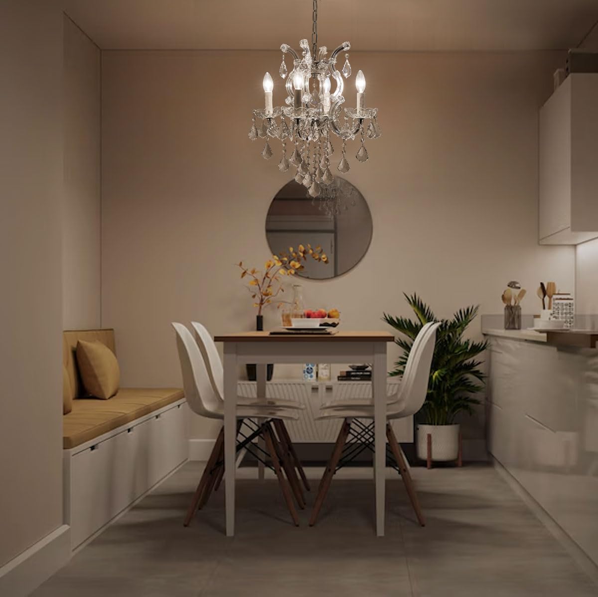 Elegant Modern Crystal Chandelier Lighting - Small Crystal Pendant Light Fixture for Dining Room, Bedroom, Hallway, Kitchen Island, Bathroom & Closet | Perfect for Girls Room Decor, Home Renovation & Interior Design Upgrade