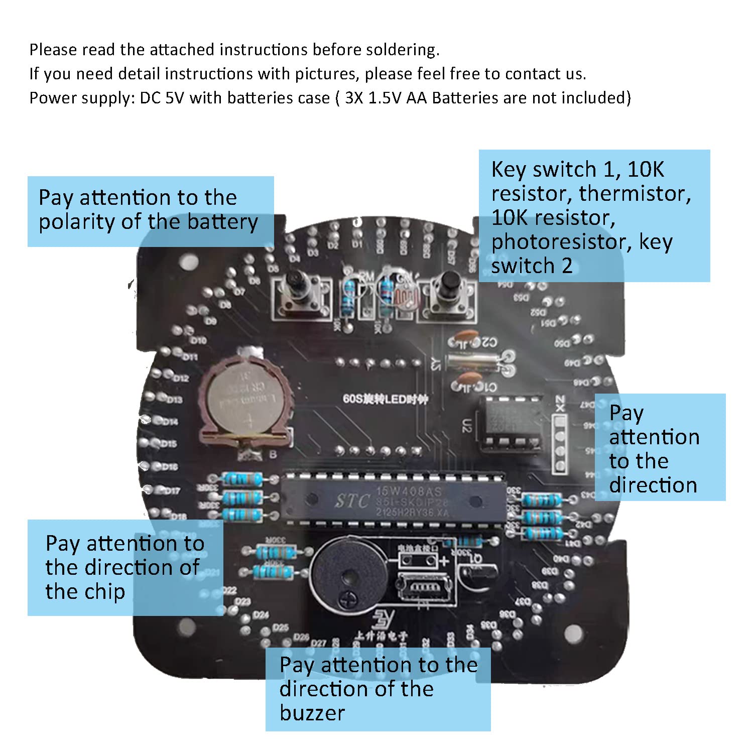 DIY Electronic Clock Kit for Soldering Practice - Digital Timer & Alarm Clock for Beginners | STEM Learning, Home School Projects & Gift for Electronics Enthusiasts