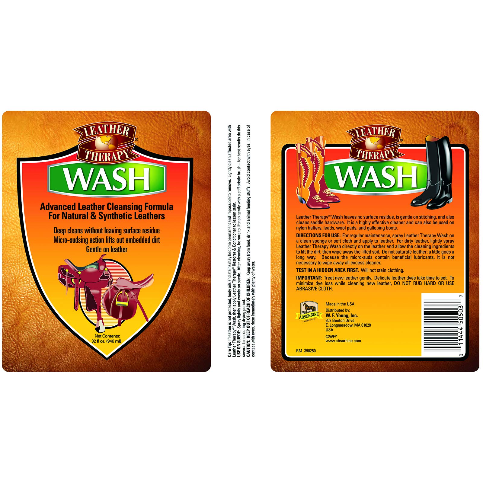 Premium Leather Cleaner & Conditioner for Natural & Synthetic Leather - 32oz Wash - Restores & Protects for Cars, Furniture, Bags & Shoes