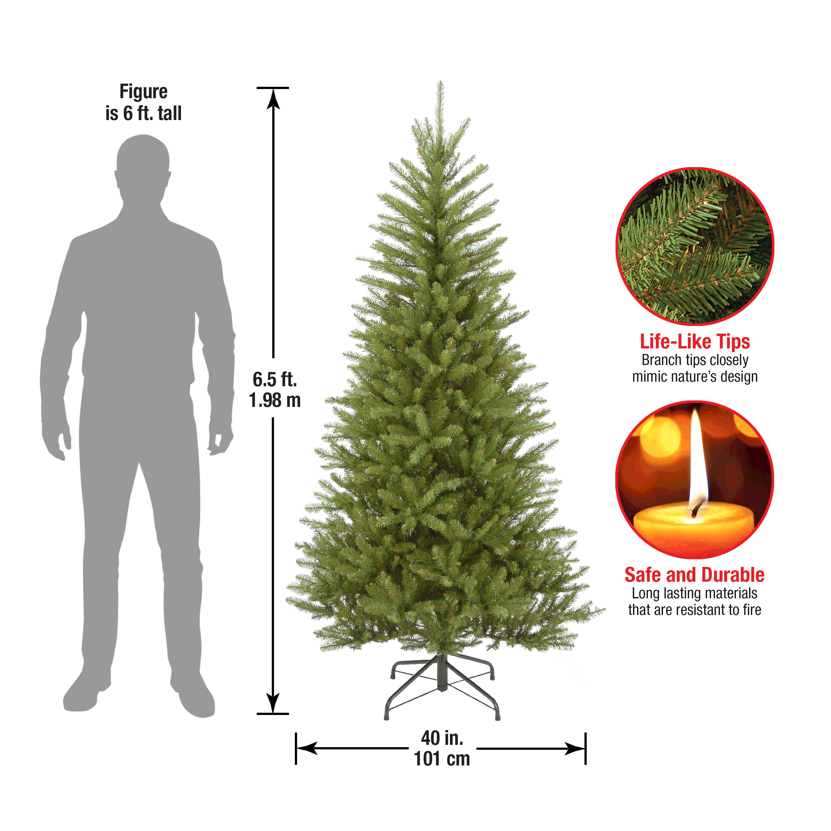 6.5 ft. Dunhill Fir Slim Artificial Christmas Tree - Perfect for Small Spaces, Apartments & Cozy Holiday Decor