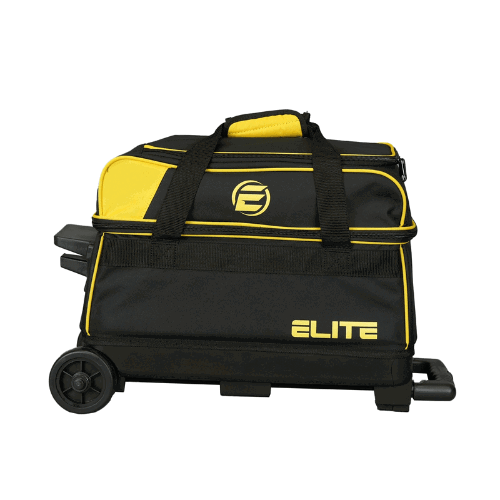 ELITE Basic Double Roller Black/Yellow Bowling Bag - Durable Travel Bowling Case for League & Tournament Players - Perfect for Bowling Alley, Sports Gym & Travel