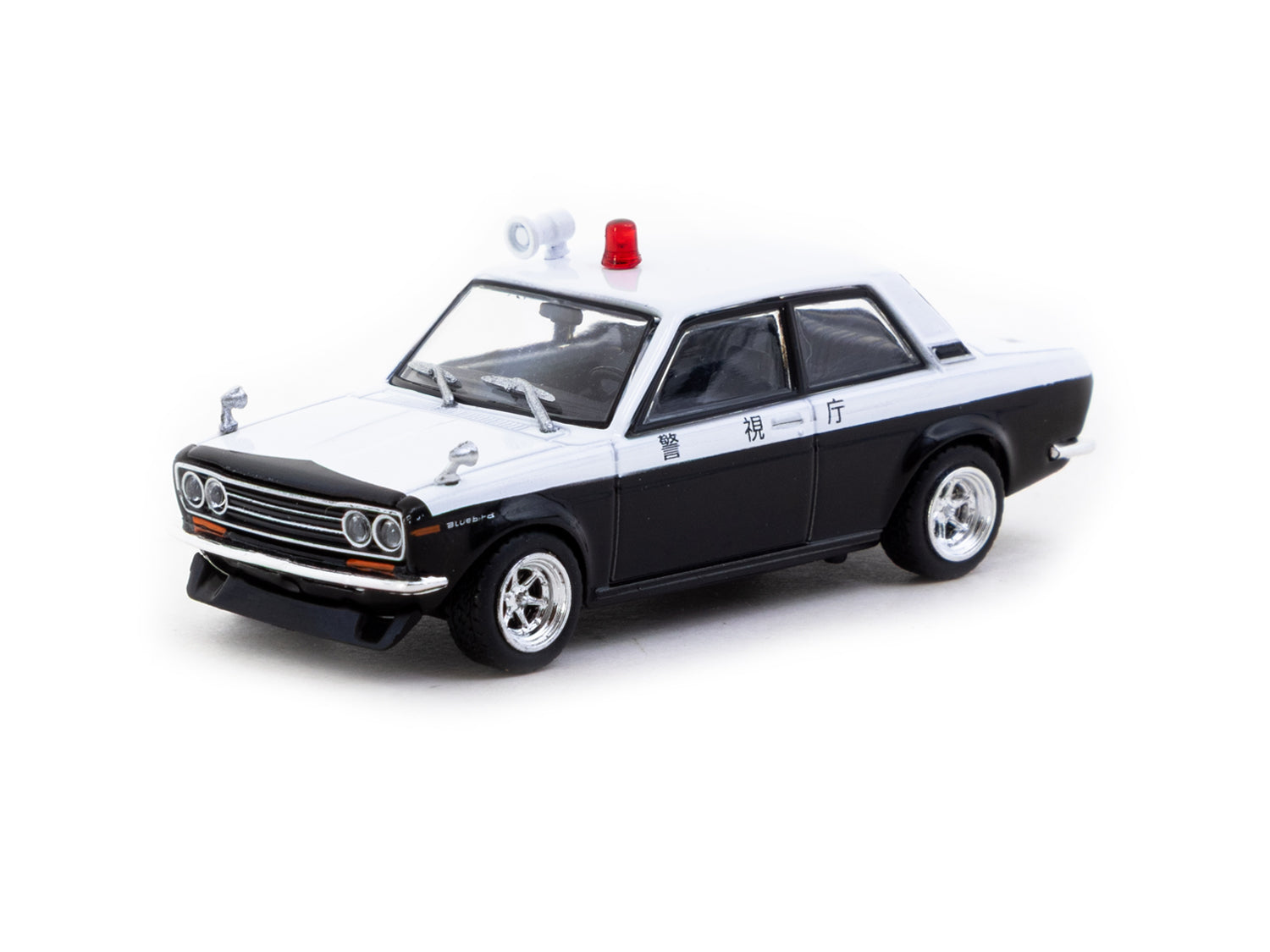 Tarmac Works 1/64 Scale Datsun 510 Police Car Diecast Model - ROAD64 Collection | Perfect for Collectors, Display, and Toy Car Racing Scenes