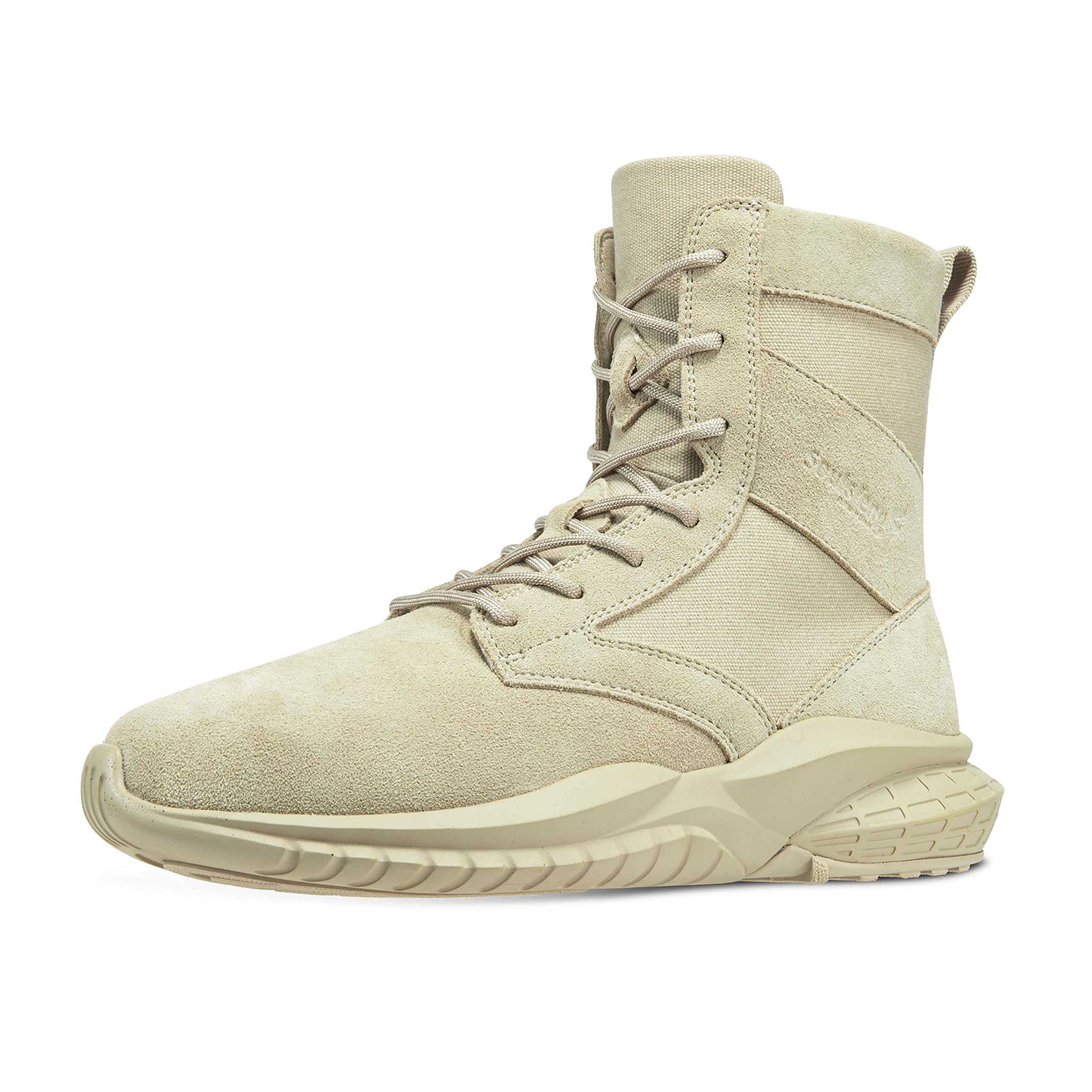 Soulsfeng Unisex Military Tactical Boots with Side Zipper - Leather Combat Work Boots for Outdoor Hiking, Desert & Casual Wear | Lightweight Comfortable Sports Boots for Men & Women | Perfect for Hiking, Work, Tactical Training & Everyday Use
