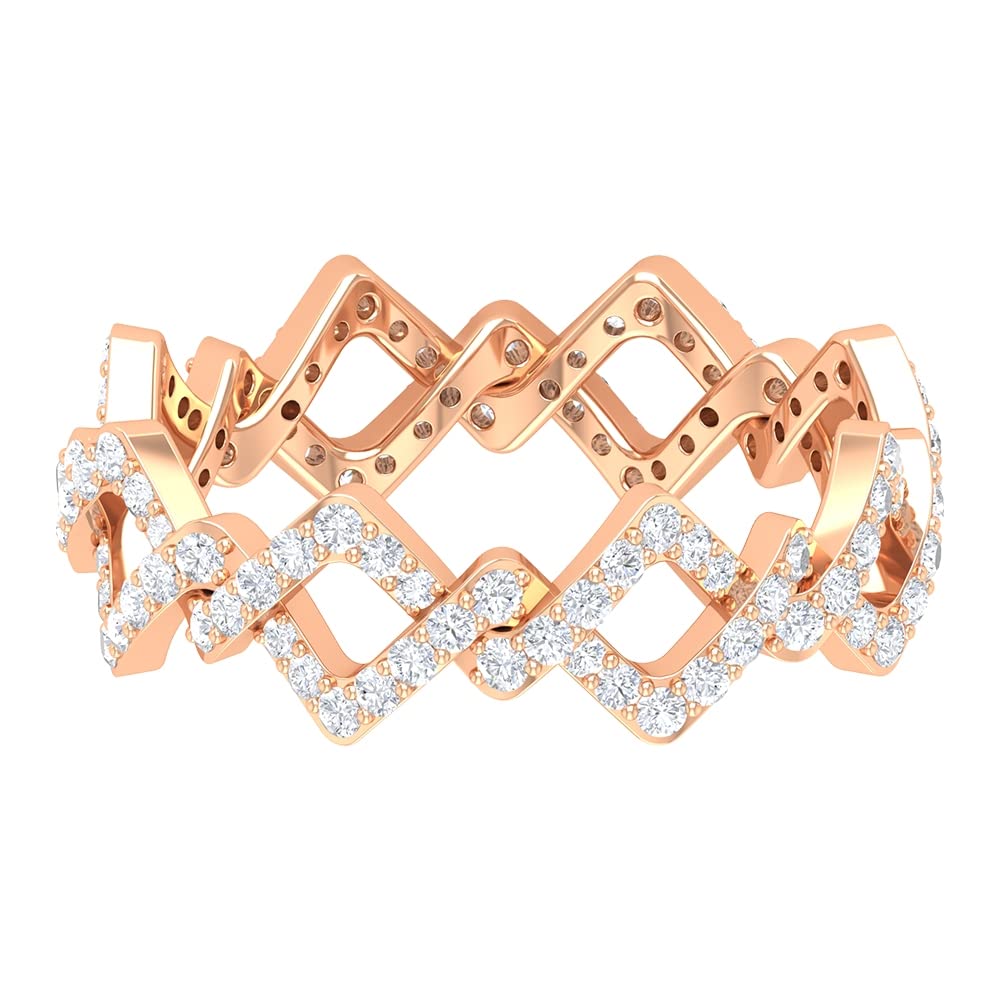 1.50 CT Diamond Eternity Ring for Women - 14K Solid Gold Twisted Band Wedding Ring, Anniversary Gift, Bridal Jewelry - Perfect for Proposals, Engagements & Special Occasions
