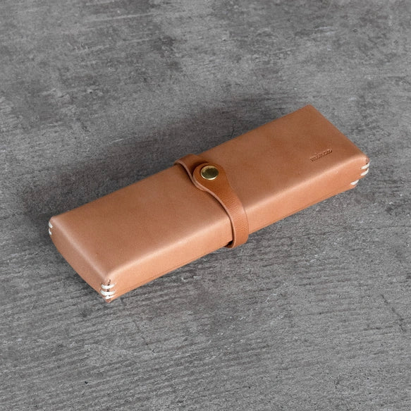Premium Handmade Japanese Tochigi Leather Pencil Case - Genuine Leather Pen Holder for Students & Professionals - Perfect for Office, School & Travel Organization
