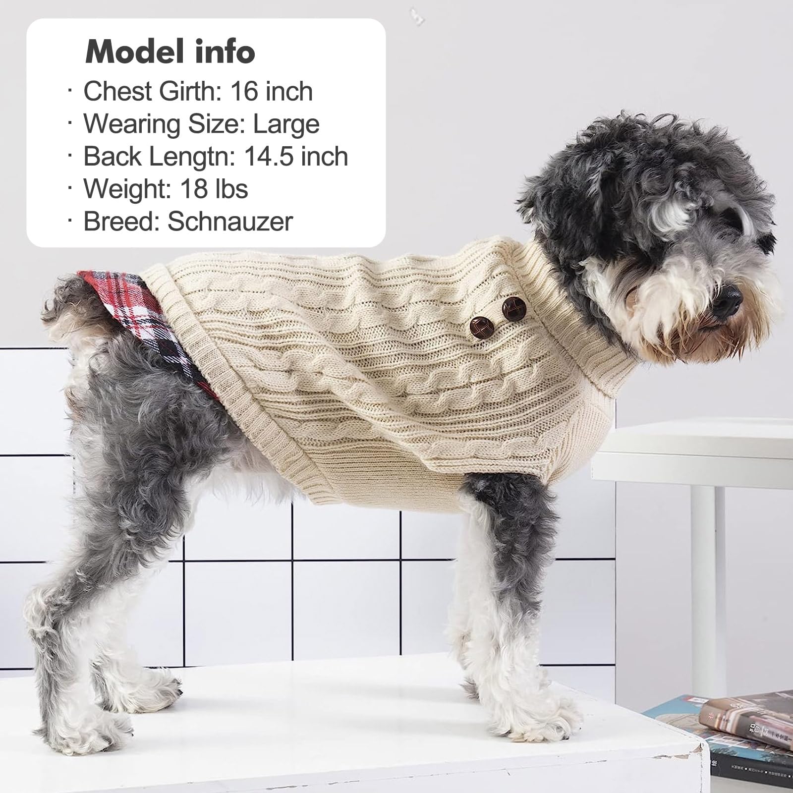 KYEESE Beige Knit Dog Sweater Pullover - Warm Turtleneck Dog Coat for Medium Dogs (Girl & Boy) | Perfect for Winter Walks & Indoor Comfort
