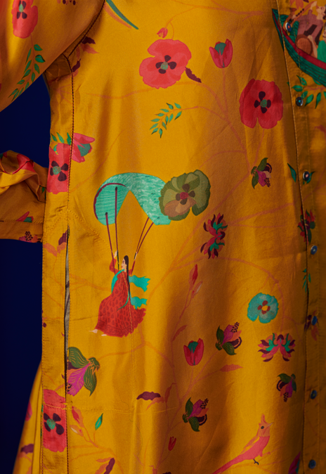 Premium Udaan Silk Shirt in Mustard Yellow - Elegant & Comfortable Blouse for Women | Perfect for Office Wear, Parties & Special Occasions