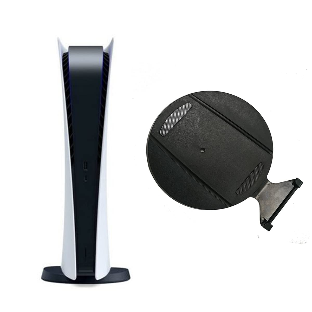 XBERSTAR PS5 Console Horizontal Stand - Compatible with Playstation 5 Digital Edition, Secure Storage Holder with Round Bracket - Perfect for Gaming Setup & Organized Living Room Display