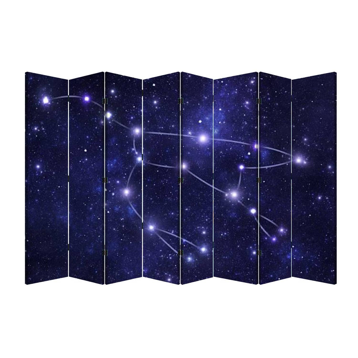 8-Panel Folding Room Divider Screen - Portable Freestanding Privacy Partition for Home, Office & Bedroom | Constellation Ursa Major Design | Perfect for Creating Private Spaces in Small Apartments, Studio Rooms & Workspaces