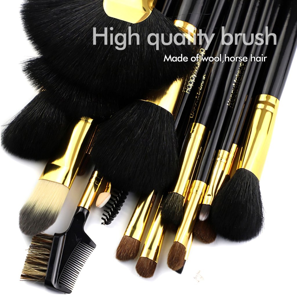 20pcs Professional Makeup Brush Set - Soft Real Animal Hair Bristles for Flawless Blending & Contouring | Perfect for Makeup Artists & Beginners | Home & Travel Use