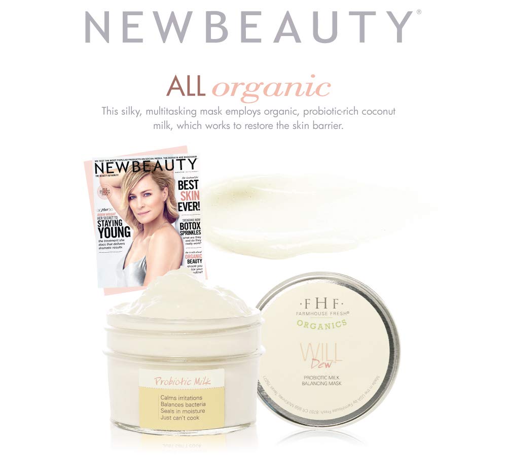 FarmHouse Fresh Will Dew Probiotic Milk Balancing Mask – 3.2 Fl Oz | Hydrating & Balancing Facial Mask with Probiotics | Anti-Wrinkle Treatment for Glowing Skin | Perfect for Daily Skincare Routine & Spa Night Self-Care