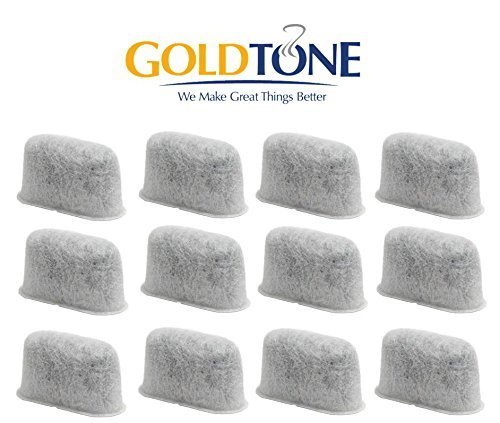 Premium GoldTone 8-12 Cup Coffee Filter & 12-Pack Charcoal Water Filters - Compatible with Cuisinart Coffee Makers (Replaces Cuisinart No.4 Cone Filter & Water Filter) - Perfect for Home Brewing, Office Use & Camping Trips