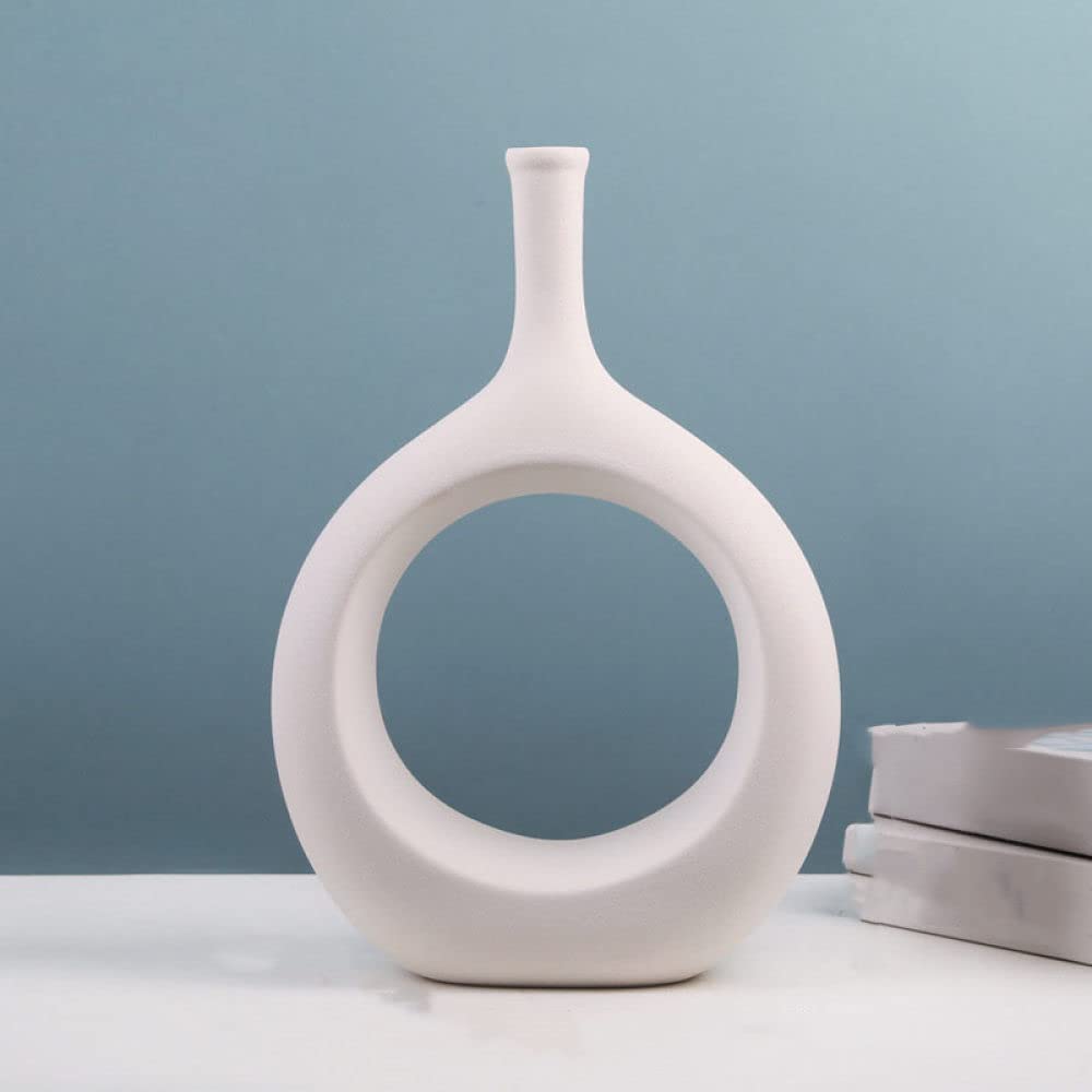 HUANSUN Ceramic Hollow Vase - Modern Nordic Style Flower Pot for Plants, Office & Home Decor - Minimalist Art Planter for Living Room, Desktop, Interior Decoration | Perfect for Succulents, Air Plants & Home Decor Accessories