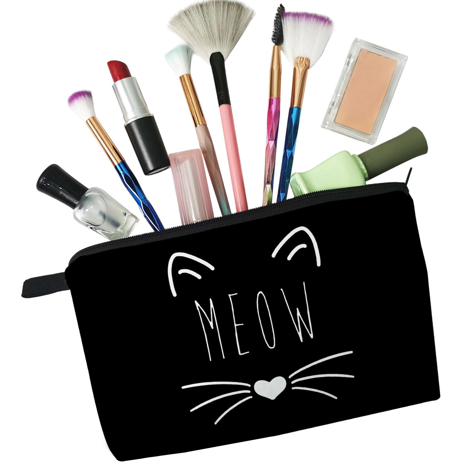 Black Cat Pattern Women's Travel Makeup Bag - Small Cosmetic Pouch for Gifts & Travel