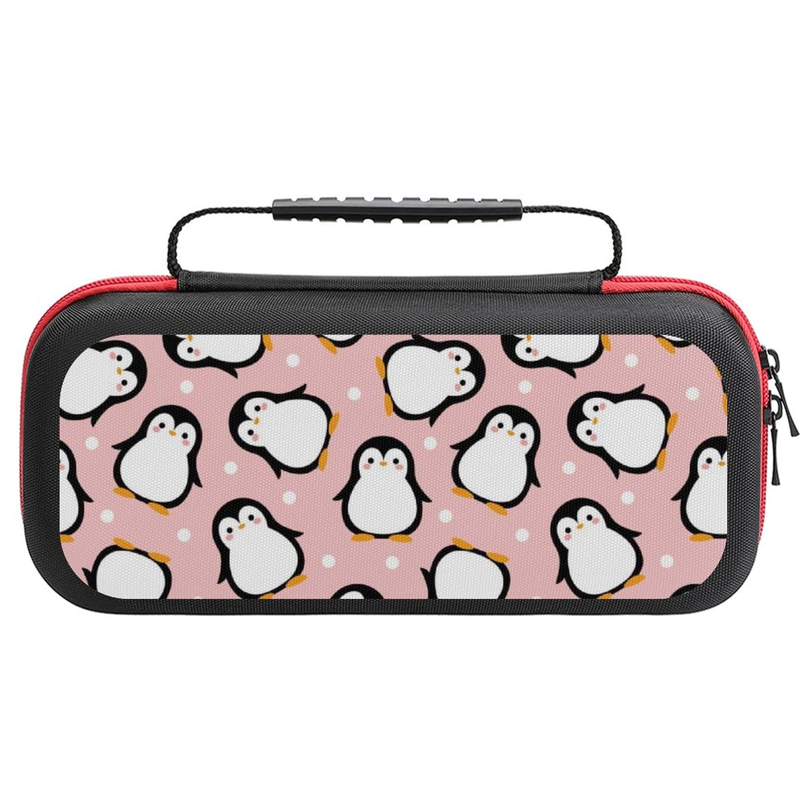 FunnyStar Cute Penguin Cartoon Carrying Case for Nintendo Switch - Protective Shell Storage Handbag for Travel & Gaming Accessories Organization
