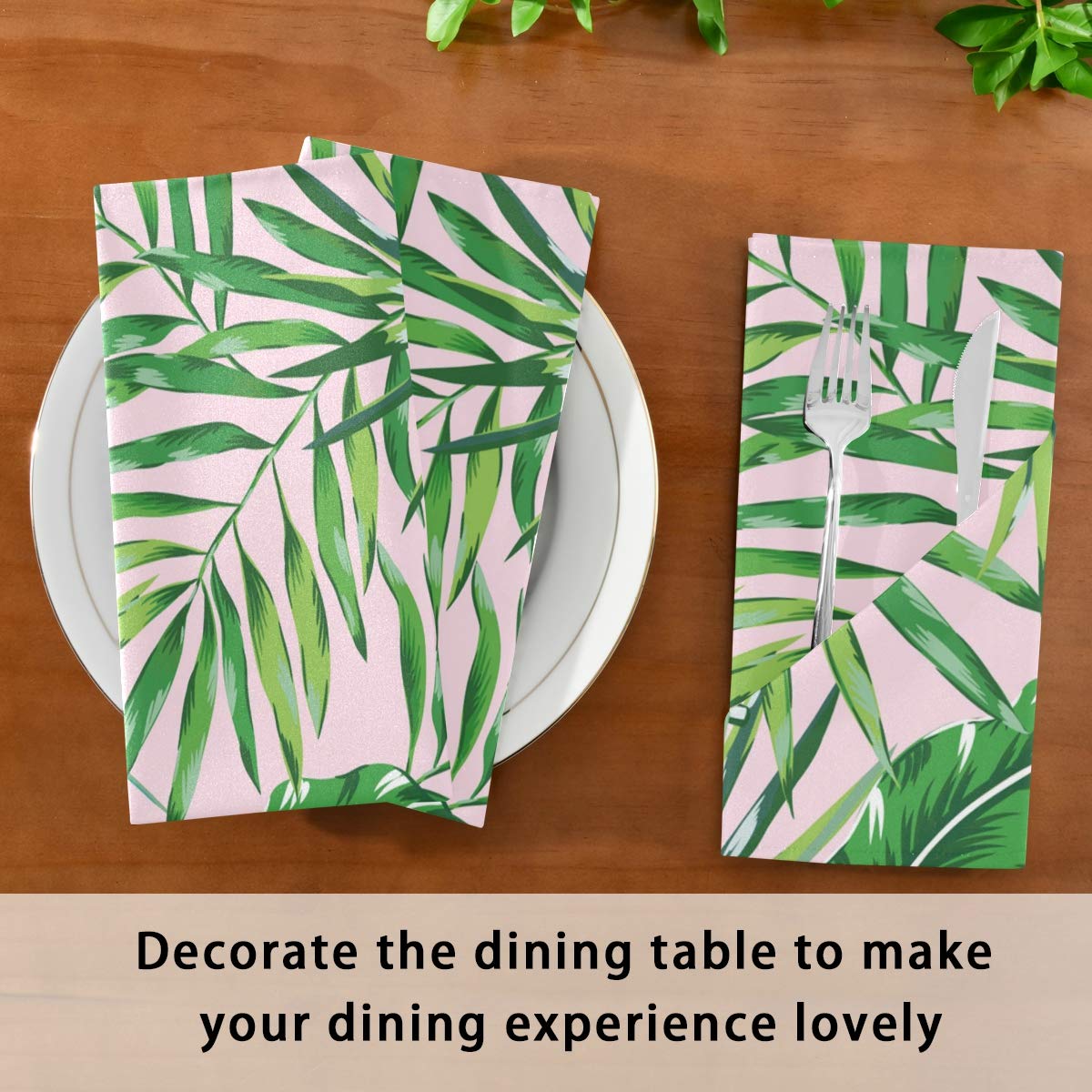 AUUXVA 20x20in Tropical Leaves Cloth Napkins - Washable & Wrinkle-Free Dinner Napkins for Wedding, Party & Restaurant Decor - Perfect for Everyday Use, Fine Dining & Special Occasions
