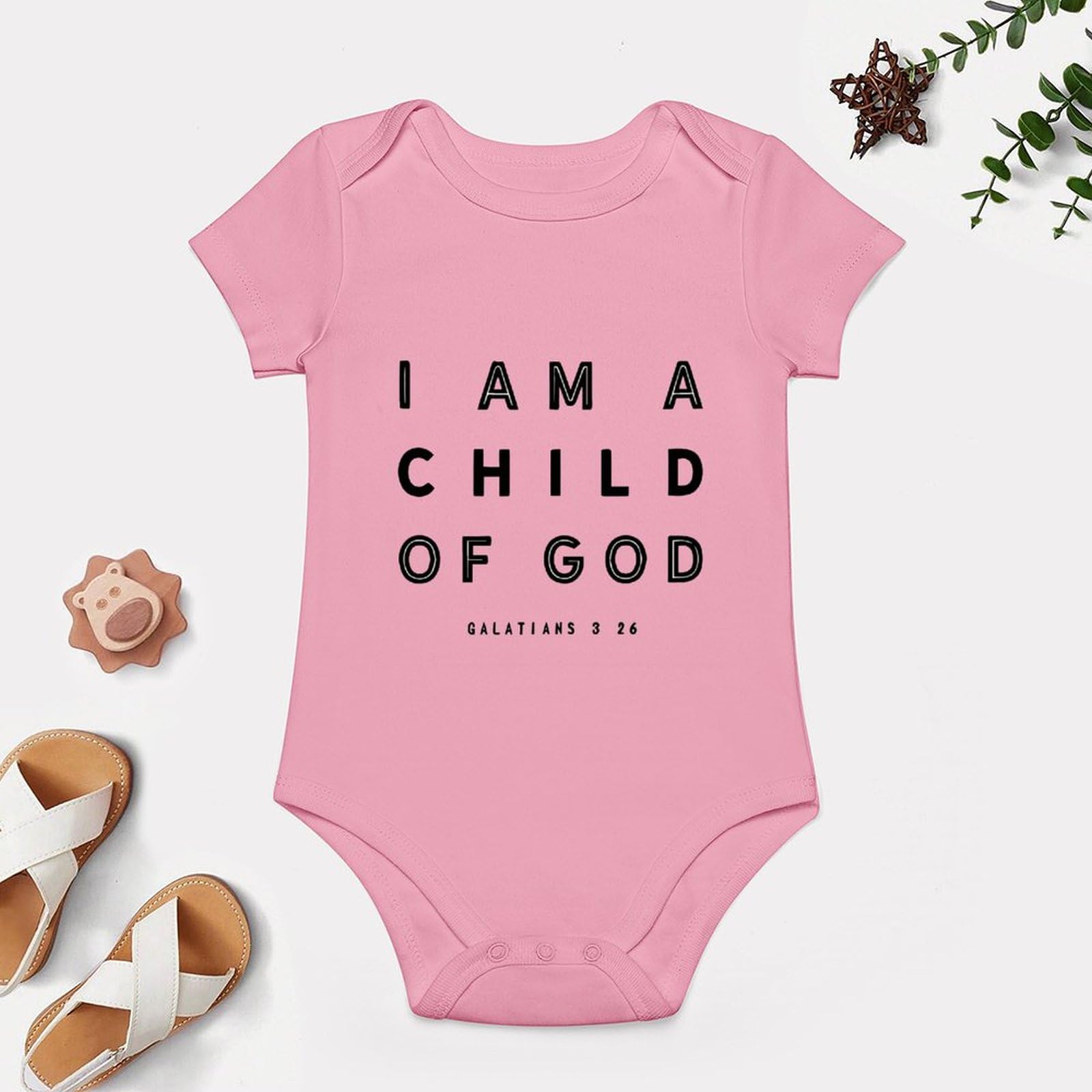 Newborn Baby Clothes Set - I Am A Child Of God Unisex Short Sleeve Romper Outfit for Boys & Girls | White Christian Baptism Outfit for Church, Christening & Newborn Photography
