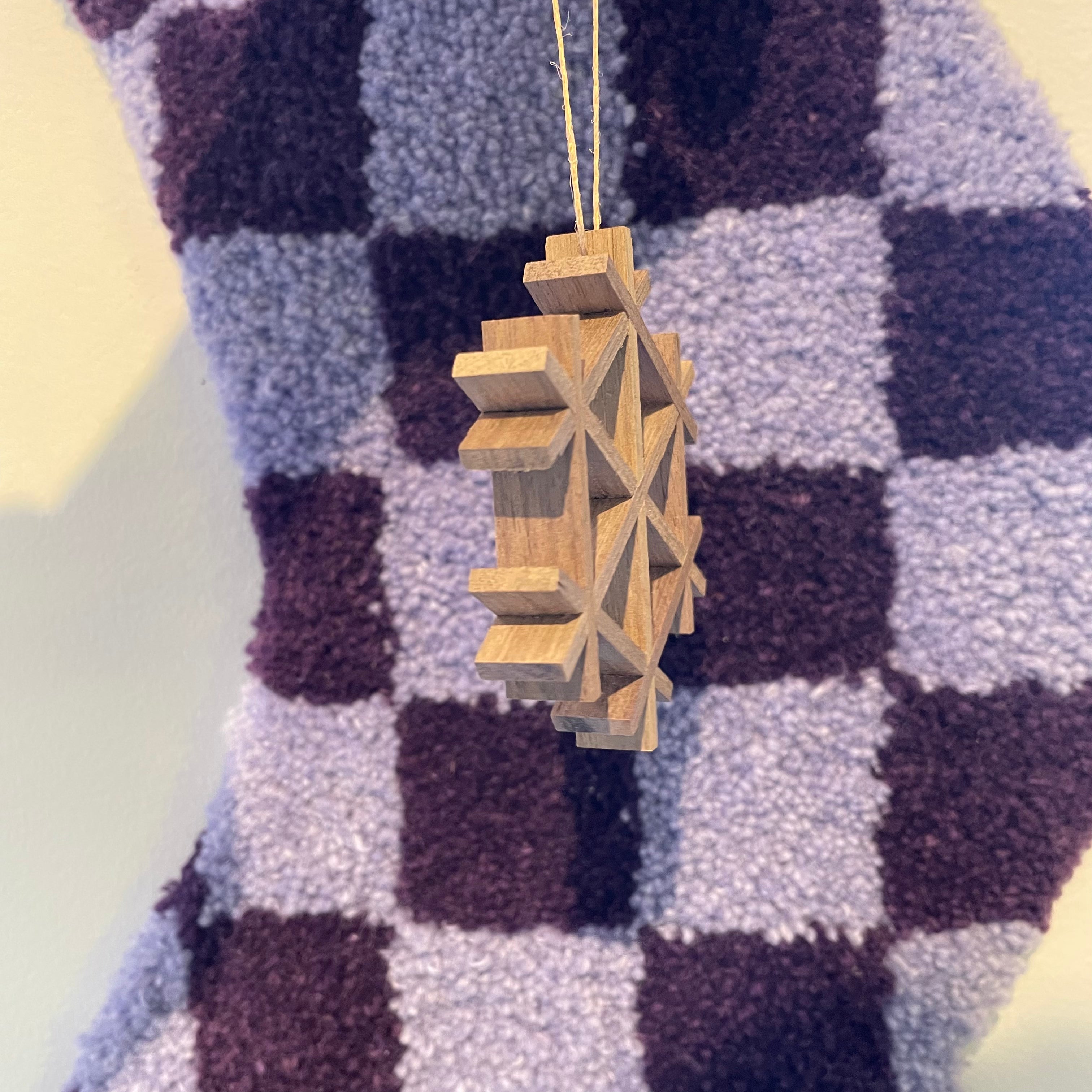 Handmade Wooden Snowflake Kumiko Ornament - Japanese Woodworking Art - Christmas Tree Decoration & Home Décor Gift