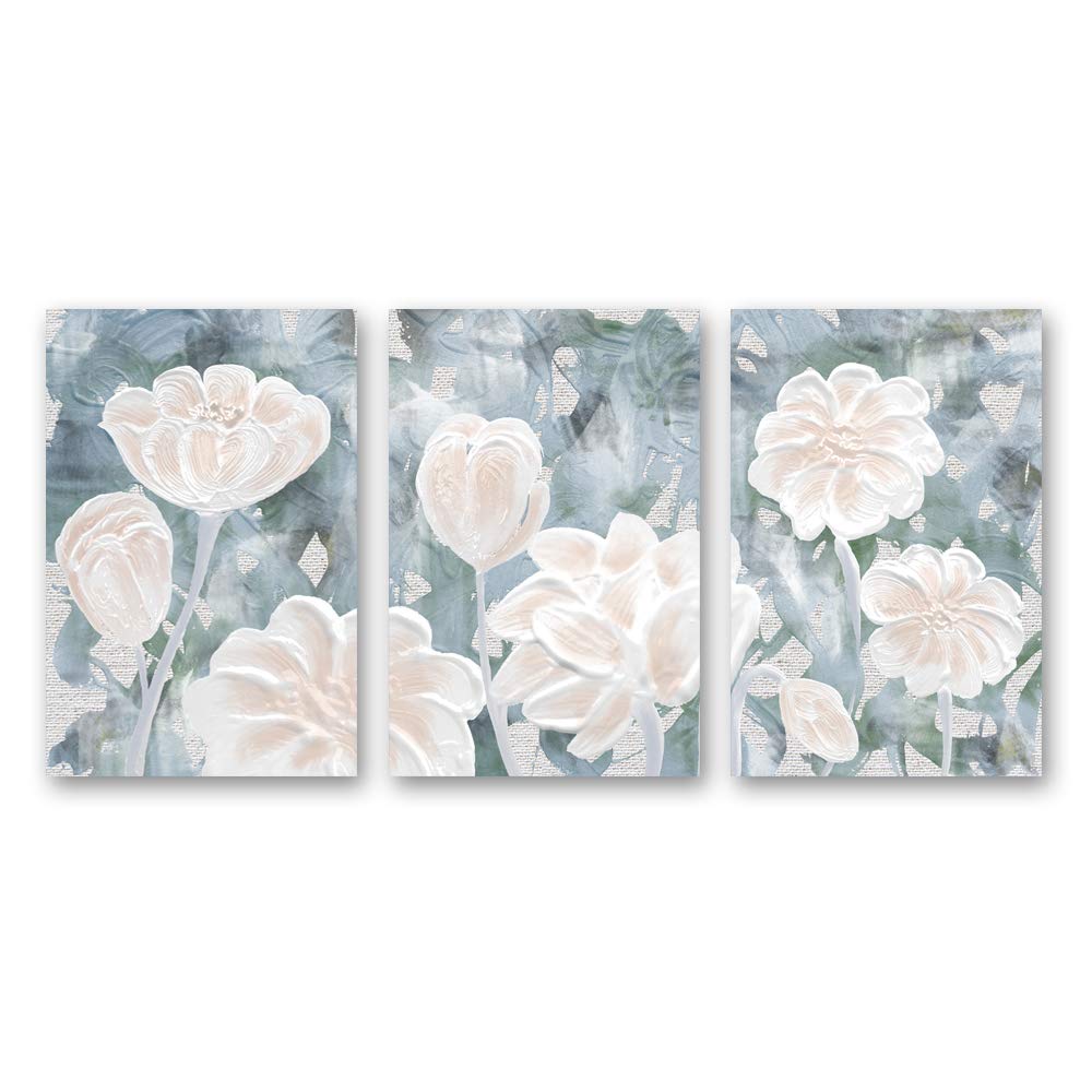 IDEA4WALL Abstract Floral Canvas Wall Art Set - 3 Panel Modern Oil Painting Home Decor (24