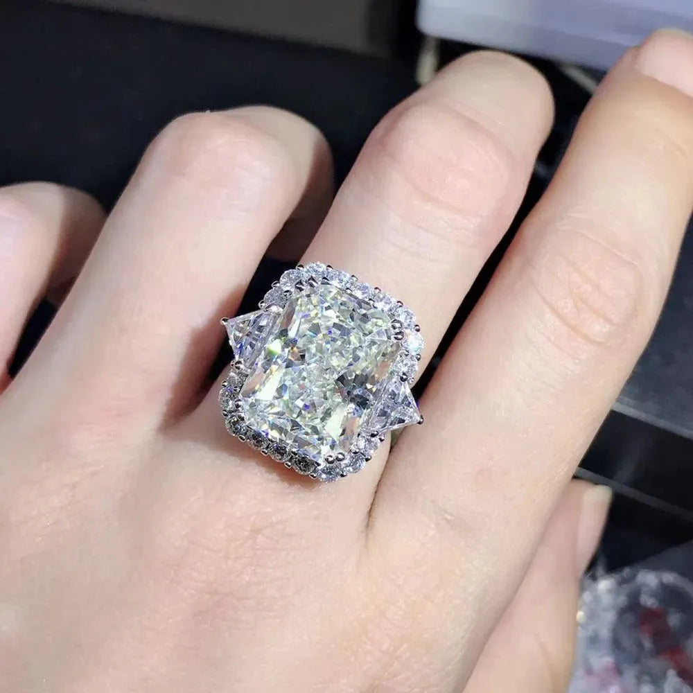 WUIHA 10CT VVS1 D Color Radiant Cut Moissanite Engagement Ring - 925 Sterling Silver Custom Wedding Jewelry for Proposals, Anniversaries & Special Occasions