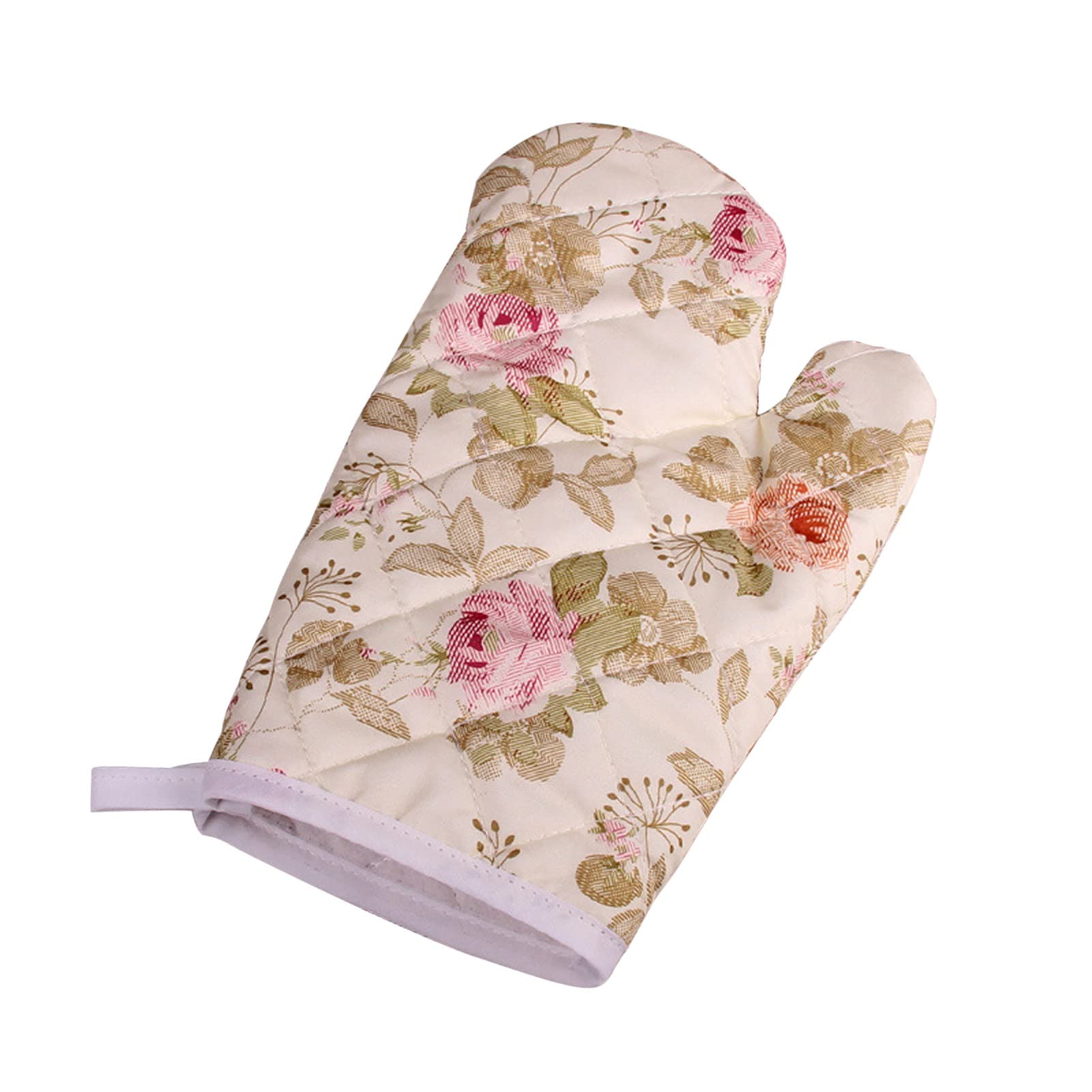 Heat Resistant Floral Print Oven Mitt - Soft Polyester Microwave Glove for Baking, Cooking & Kitchen Safety - Perfect for Baking, Grilling & Handling Hot Dishes