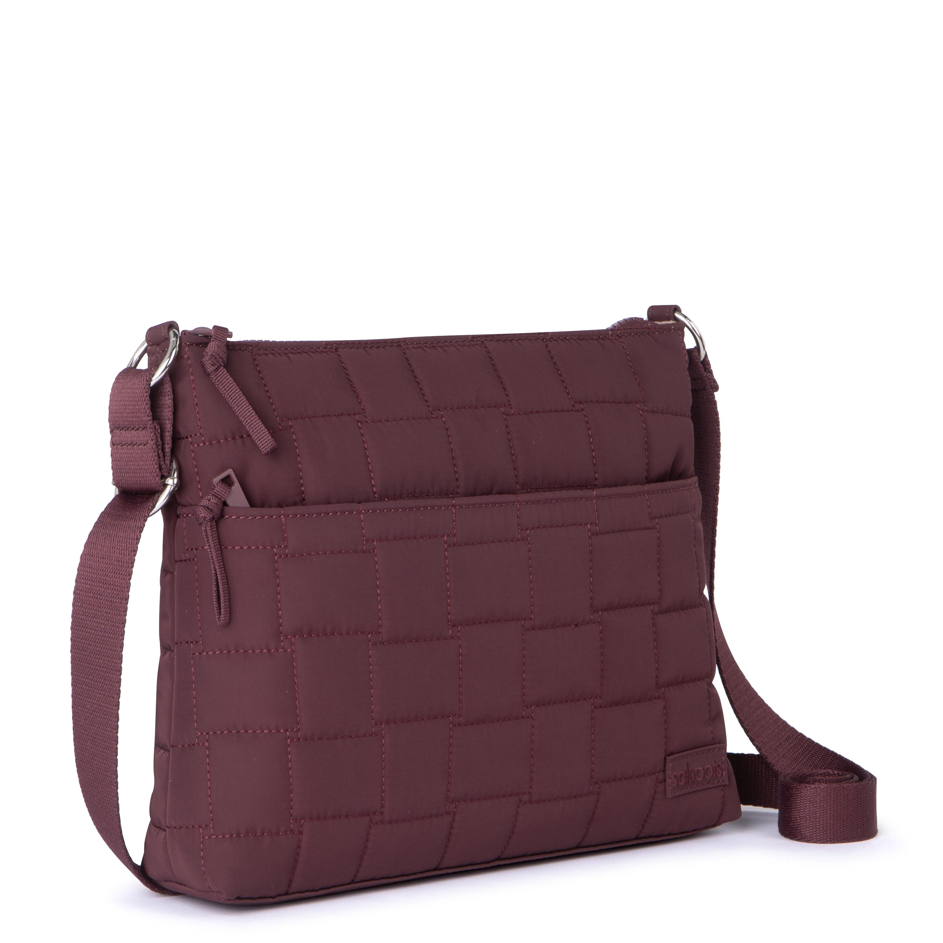 Eco-Friendly Crossbody Bag - Black Cherry Woven Quilted Design for Women | Perfect for Daily Use, Travel & Shopping