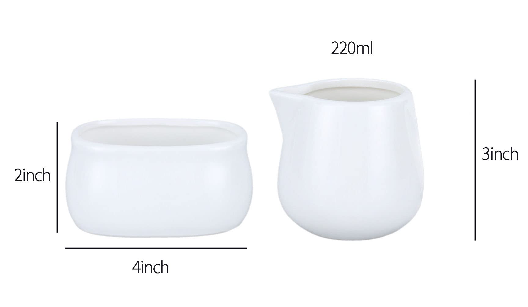 123Arts 2-Piece White Ceramic Creamer and Sugar Bowl Set - Perfect for Coffee, Tea & Breakfast Table Serving | Elegant Milk Pitcher & Sugar Jar for Home, Cafe & Restaurant Use