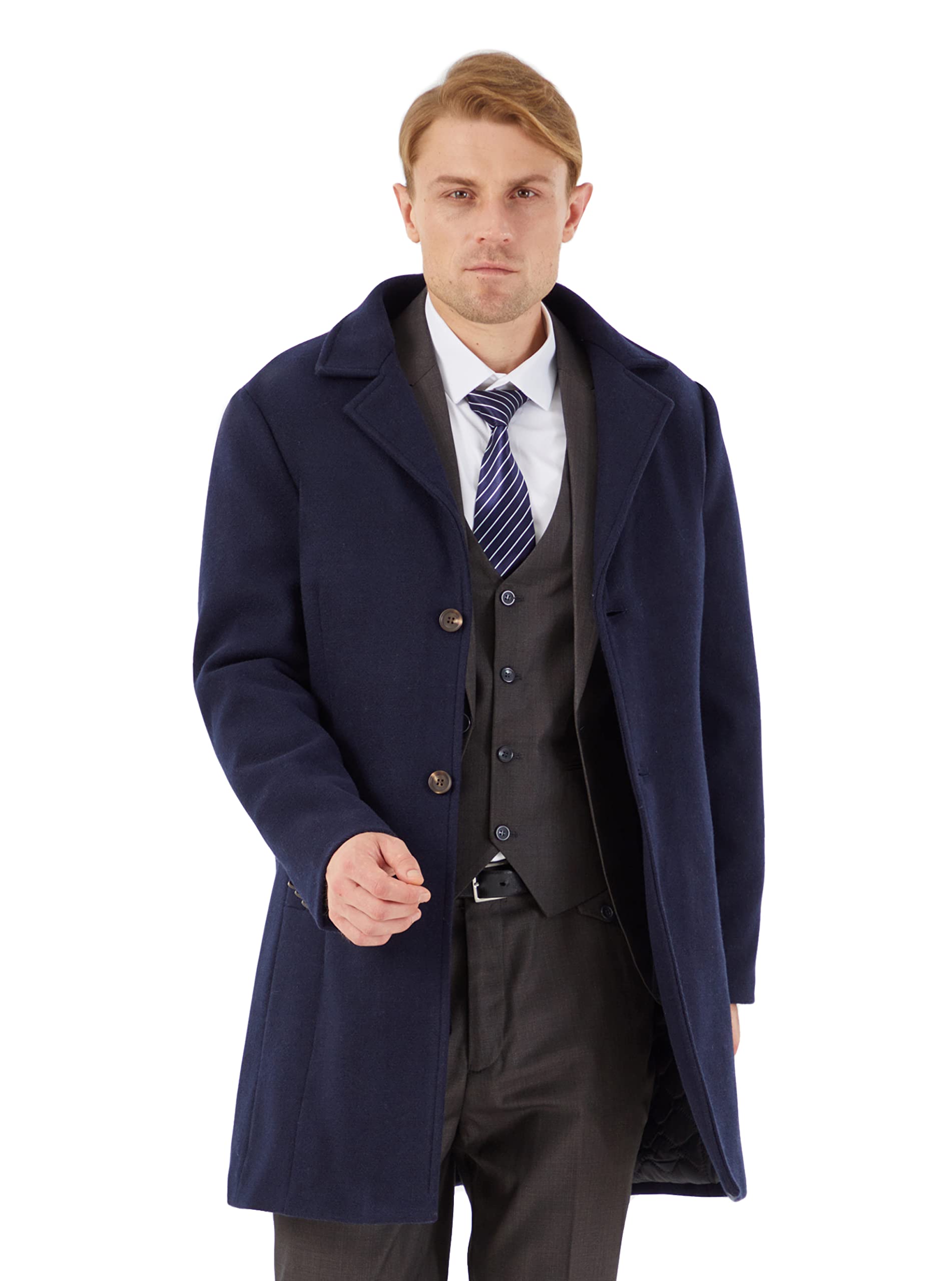 Premium Men's Wool Trench Coat - Slim Fit Winter Overcoat for Business & Casual Wear | Warm Wool Blend Jacket for Office, Dating & Outdoor Activities