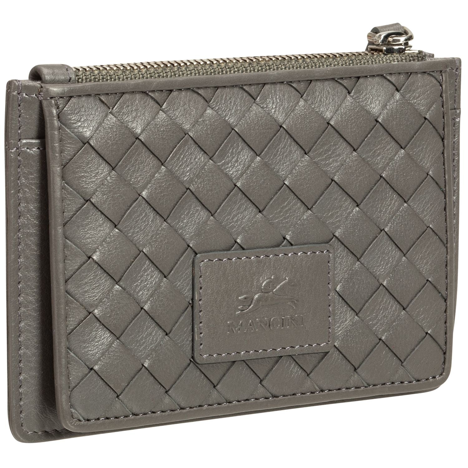 Mancini RFID Blocking Basket Weave Leather Card Holder with Coin Pocket - Secure Wallet for Travel, Business & Everyday Use