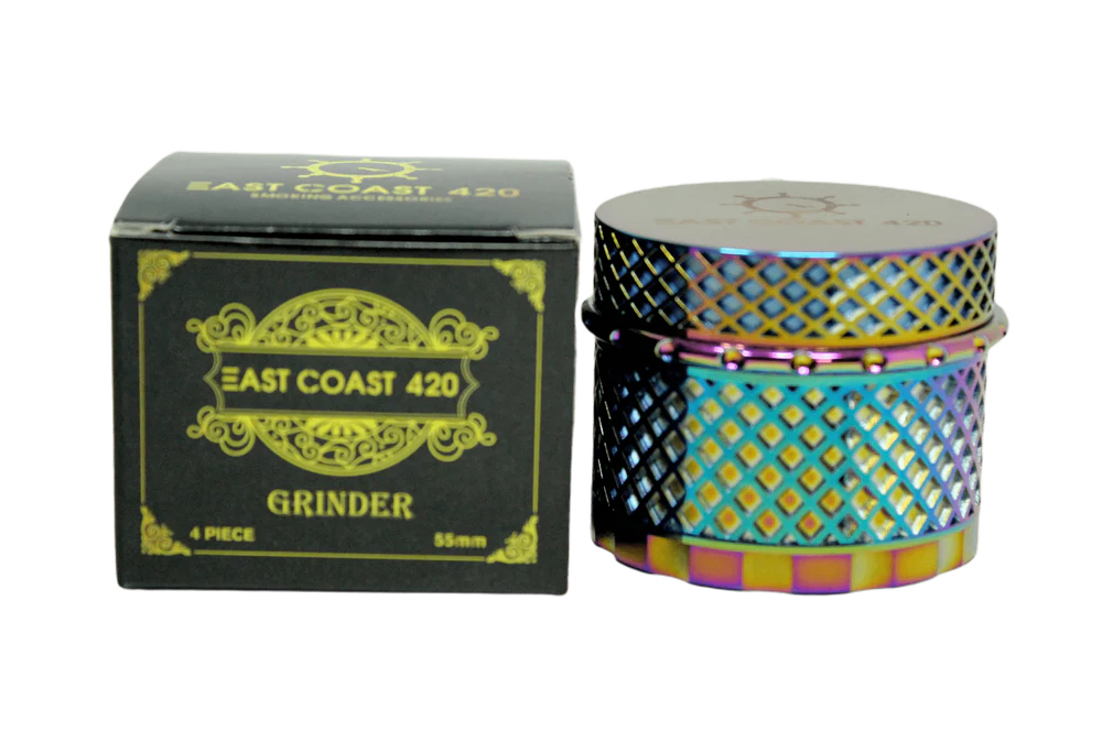 Premium EC420 Magnet Core Screwless Grinder - 55mm 4-Piece Rainbow Design for Smooth Herb Grinding | Perfect for Travel, Home Use & Outdoor Adventures